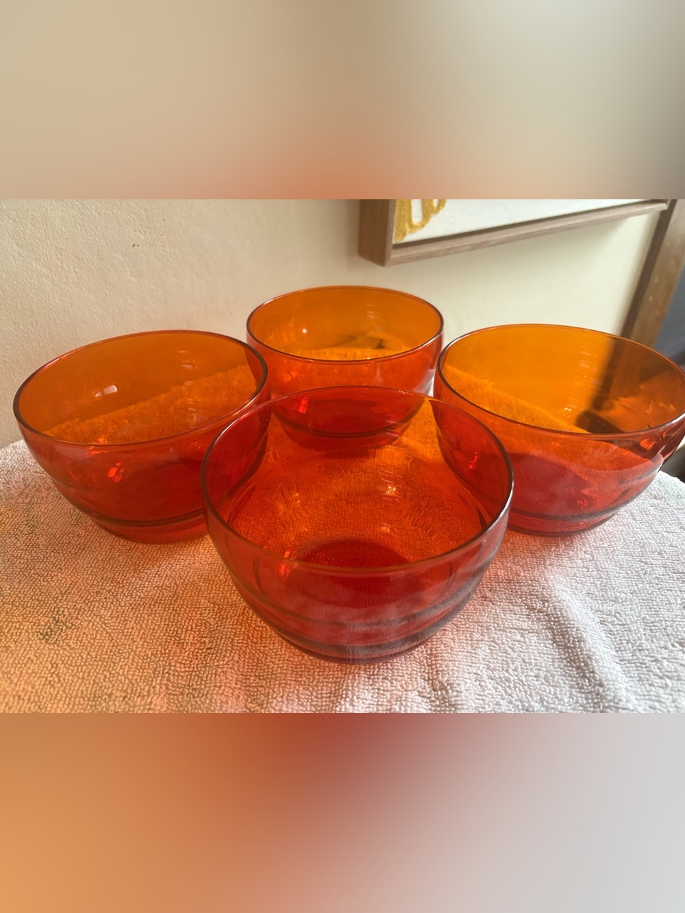 Vintage IKEA Skoja Orange Beehive Glass Bowls - Set of 4